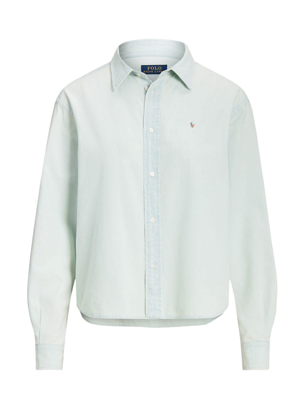 RALPH LAUREN WOMEN Cropped Boxy Chambray Shirt Chambray