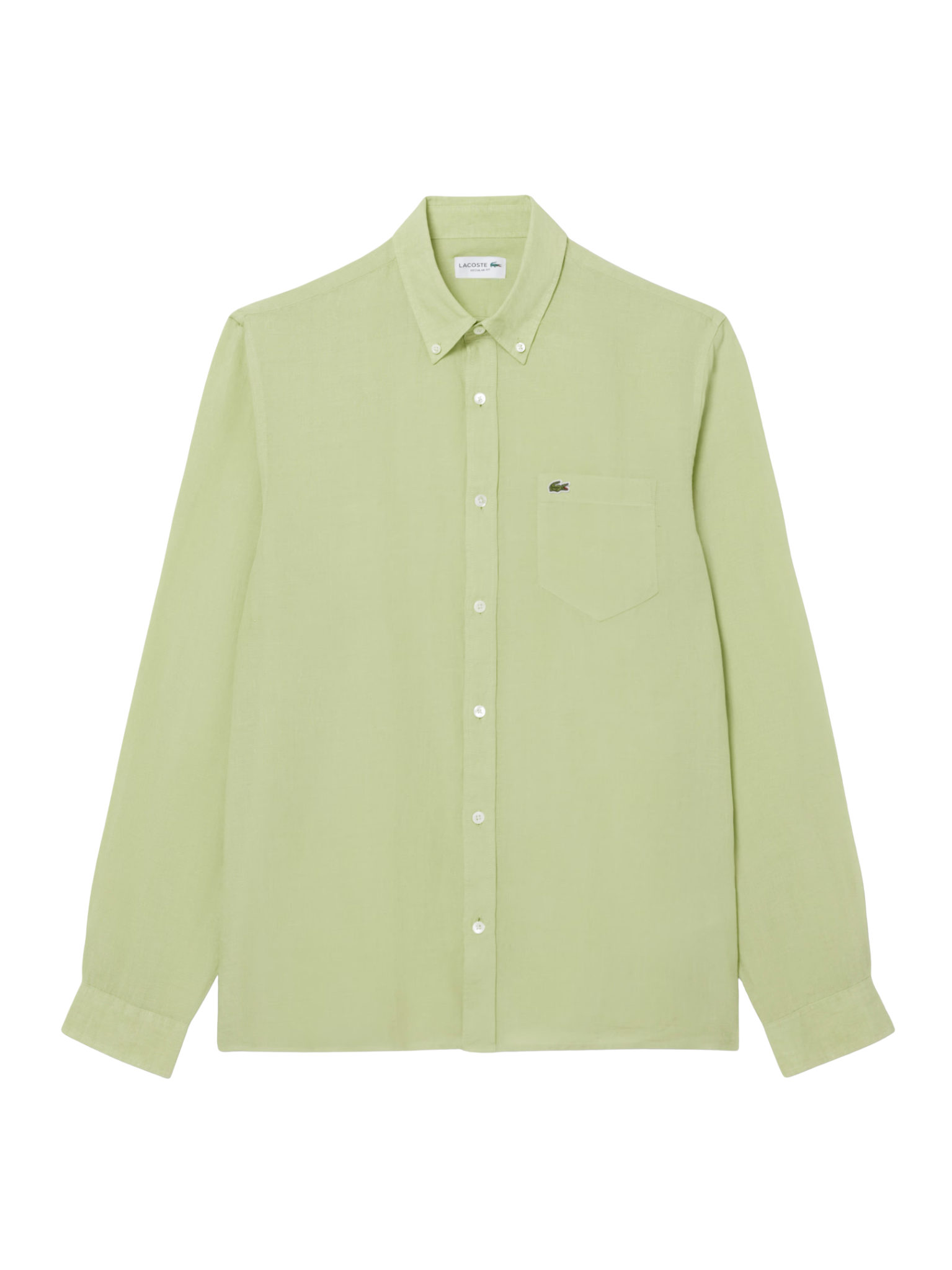 LACOSTE Regular Fit Linen Shirt Green