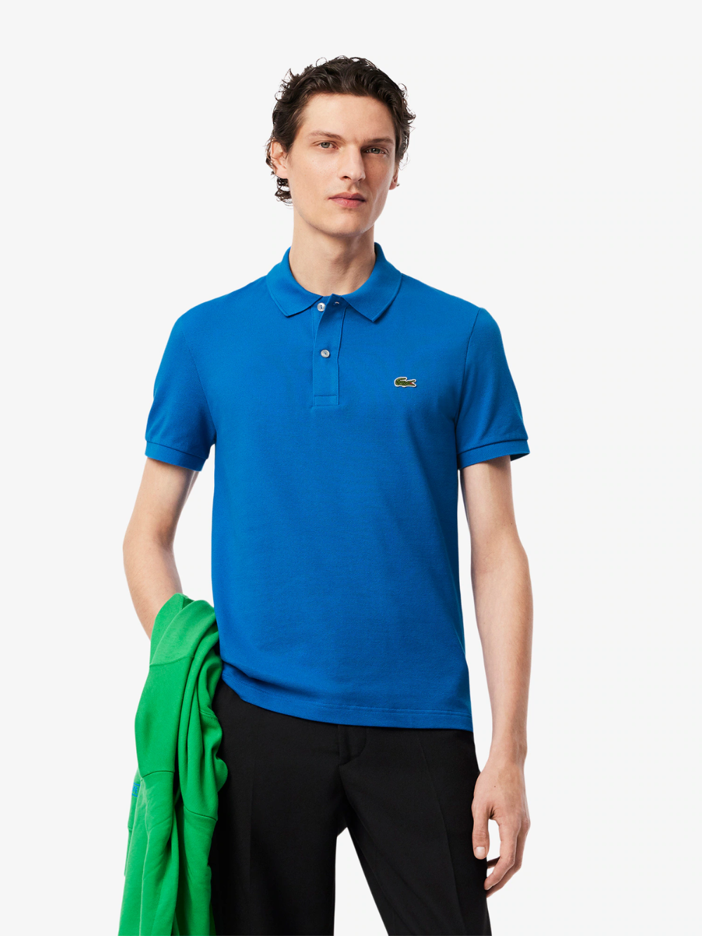 LACOSTE Slim Fit L.12.12 Piqué Polo Shirt Denim Blue