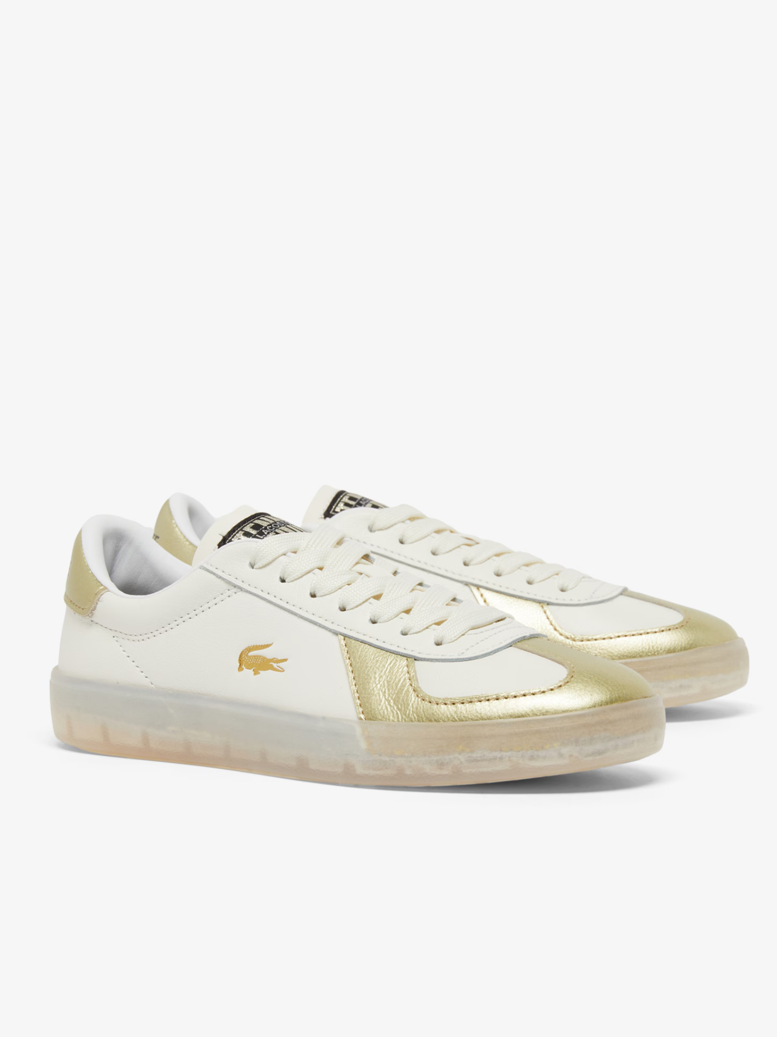 LACOSTE WOMEN Baseshot Pro Leather Sneakers White/Gold