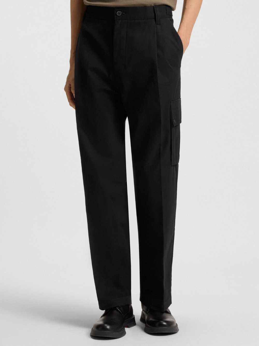 HUGO Graysen253 Slim-Fit Cargo Trousers In Mercerised Cotton Black