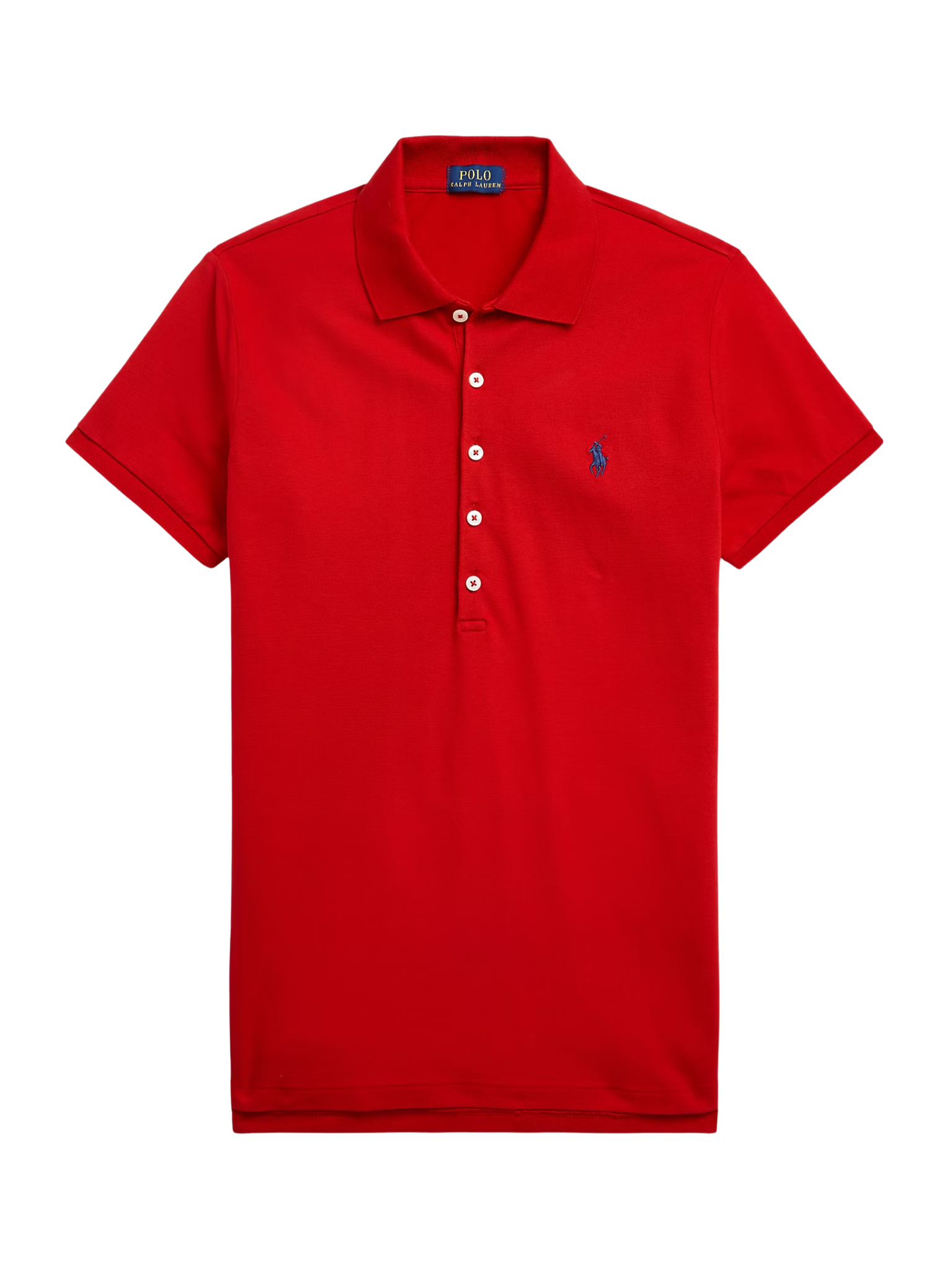 RALPH LAUREN WOMEN Slim Fit Stretch Polo Shirt Red/Navy