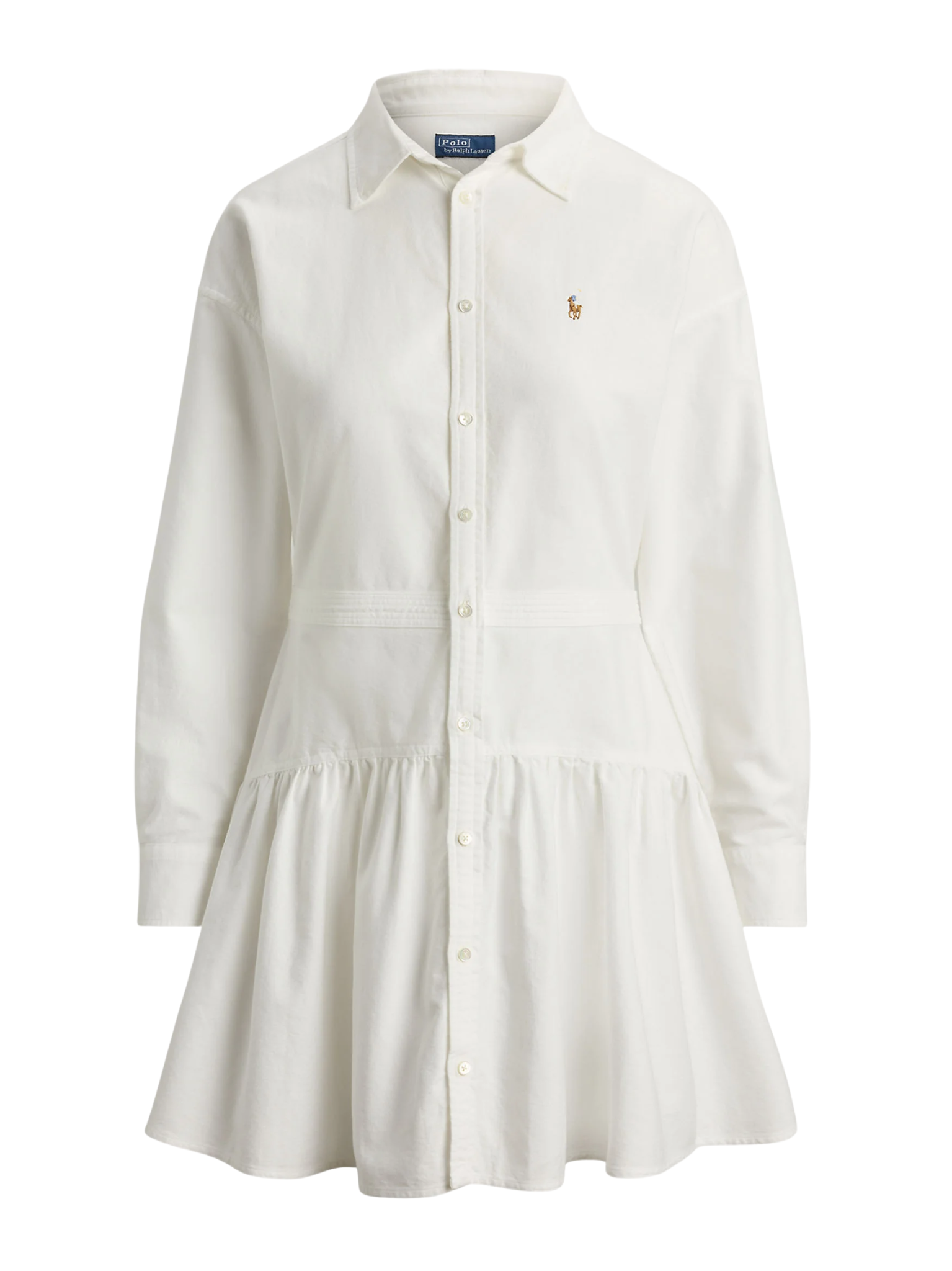 RALPH LAUREN WOMEN Cotton Oxford Panelled Shirt Dress White