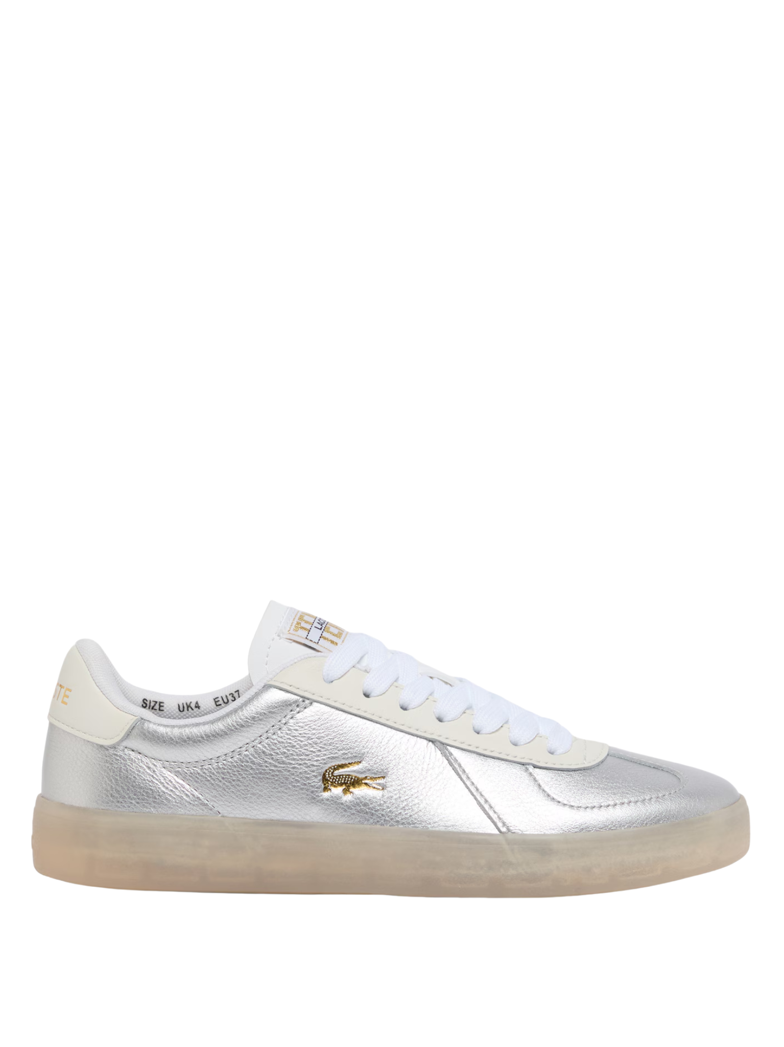 LACOSTE WOMEN Baseshot Pro Leather Sneakers Silver/White