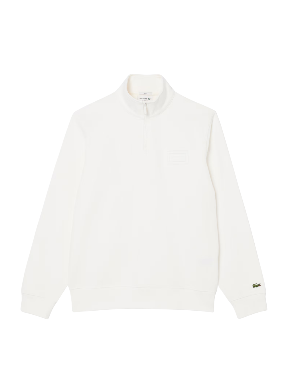 LACOSTE High Neck Embossed Zipped Sweatshirt White