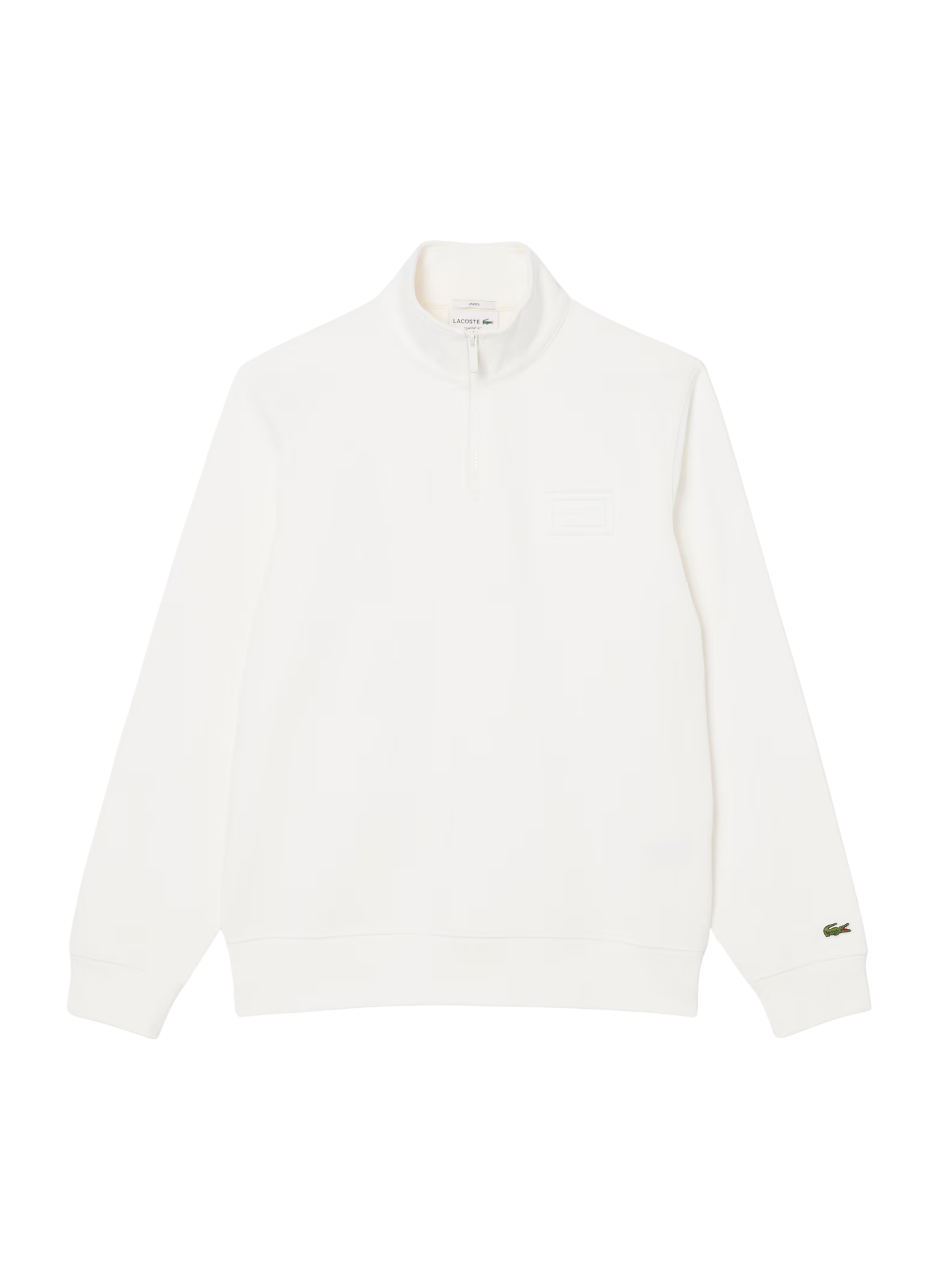 LACOSTE High Neck Embossed Zipped Sweatshirt White