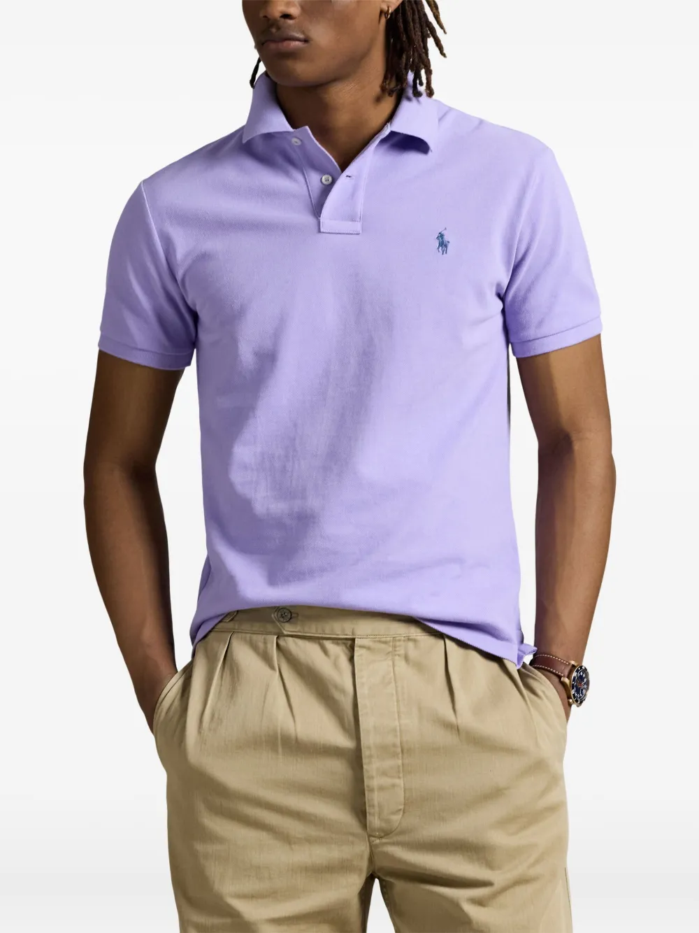 RALPH LAUREN The Iconic Custom Slim Fit Mesh Polo Sky Lavender
