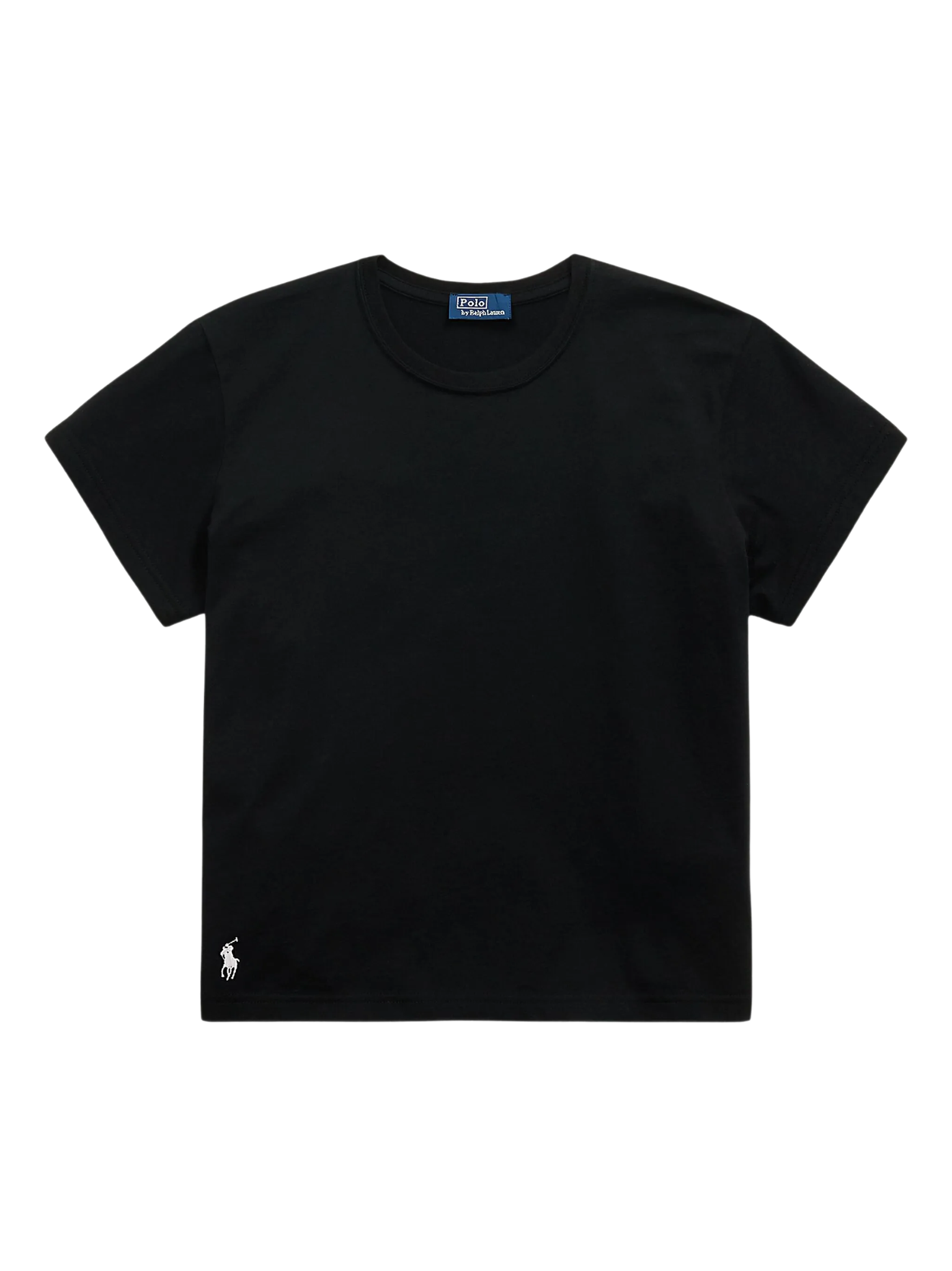 RALPH LAUREN WOMEN Classic Shrunken Fit Jersey Tee Polo Black