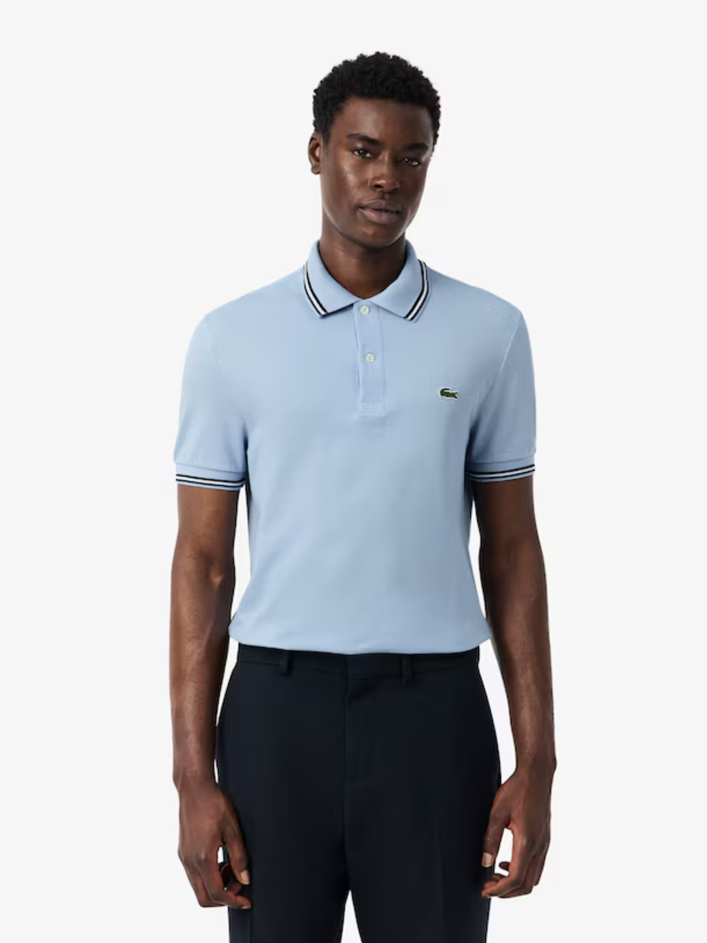 LACOSTE Regular Fit Trim Accent L.12.12 Polo Shirt Light Blue
