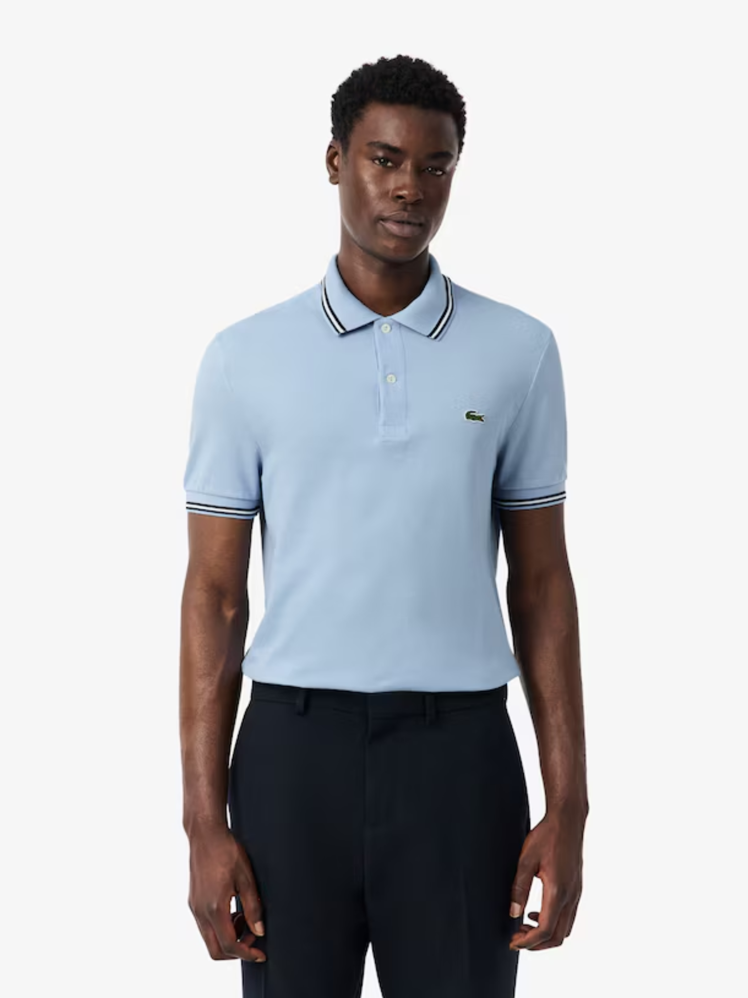 LACOSTE Regular Fit Trim Accent L.12.12 Polo Shirt Light Blue