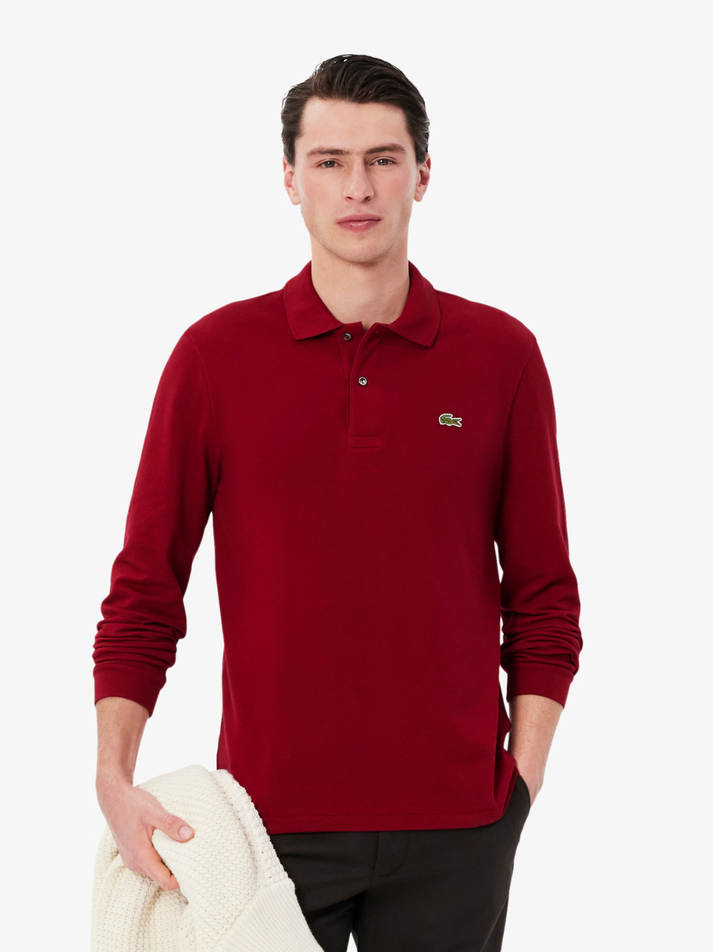 LACOSTE Classic Fit Long Sleeved L.13.12 Polo Shirt Bordeaux Red