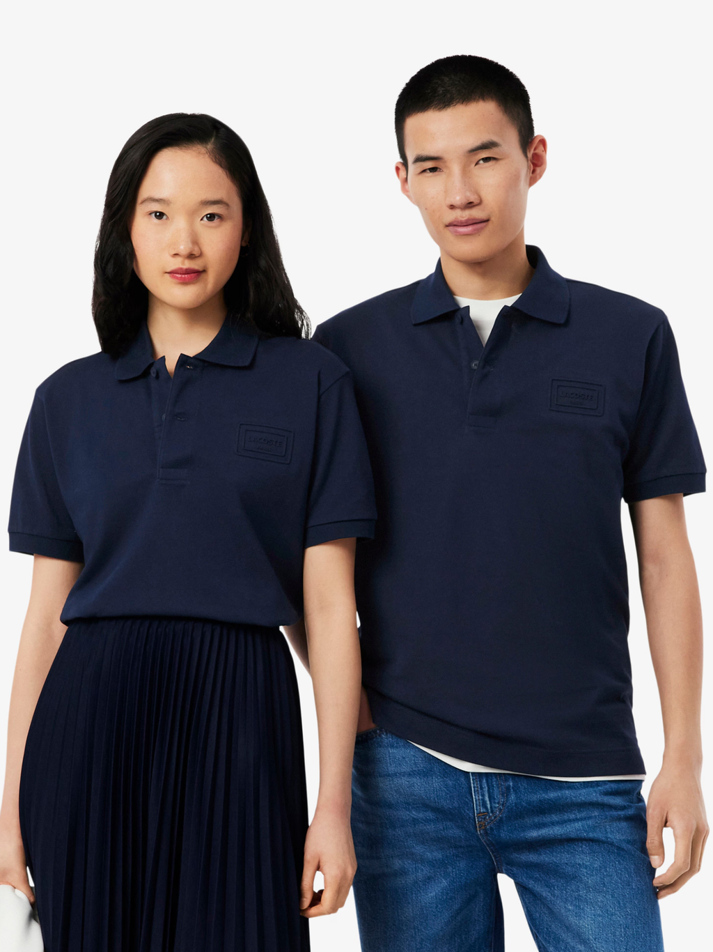 LACOSTE Classic Fit Embossed Branding Polo Shirt Midnight Blue