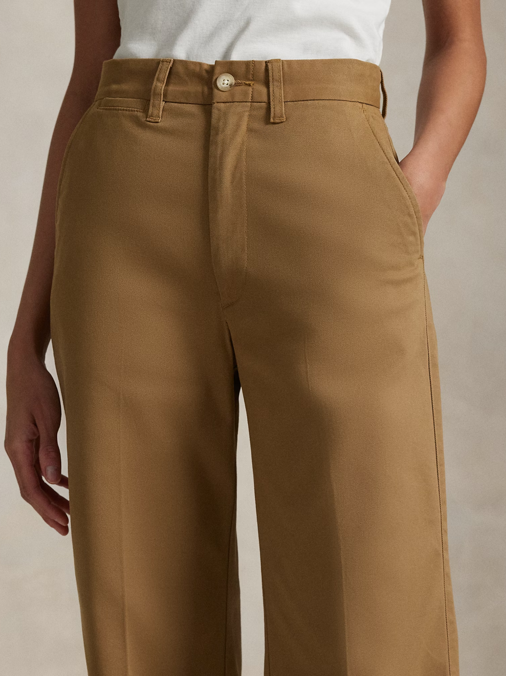 RALPH LAUREN WOMEN Chino Wide-Leg Trousers Montana Khaki