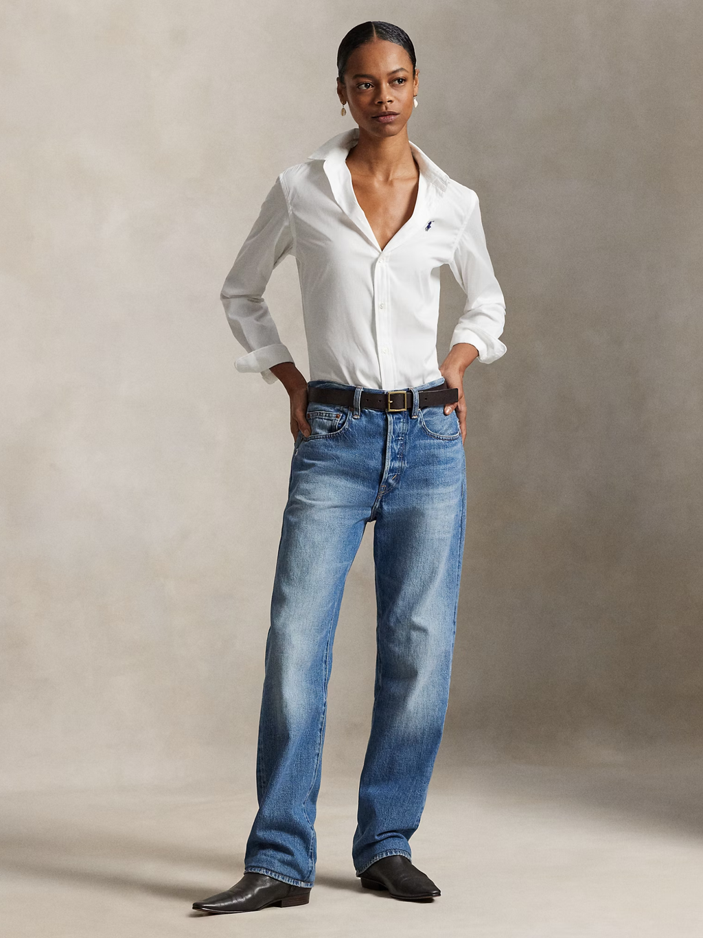 RALPH LAUREN WOMEN Slim Fit Cotton Shirt White