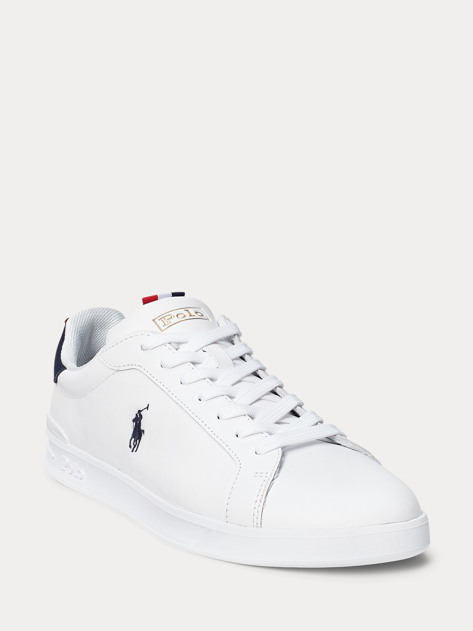 RALPH LAUREN Heritage Court II Leather Sneakers White/Navy/Red