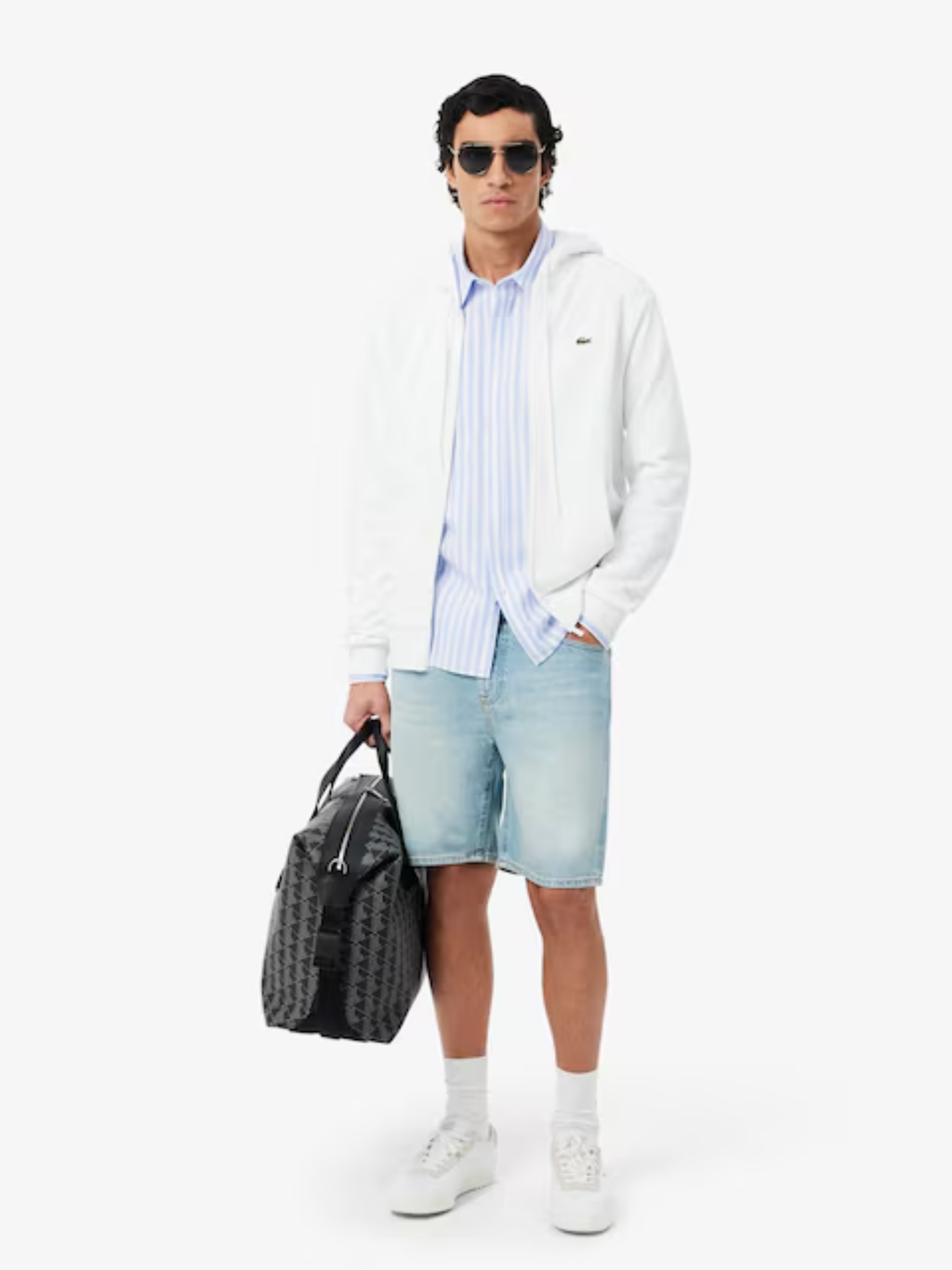 LACOSTE Regular Fit Striped Oxford Shirt Blue
