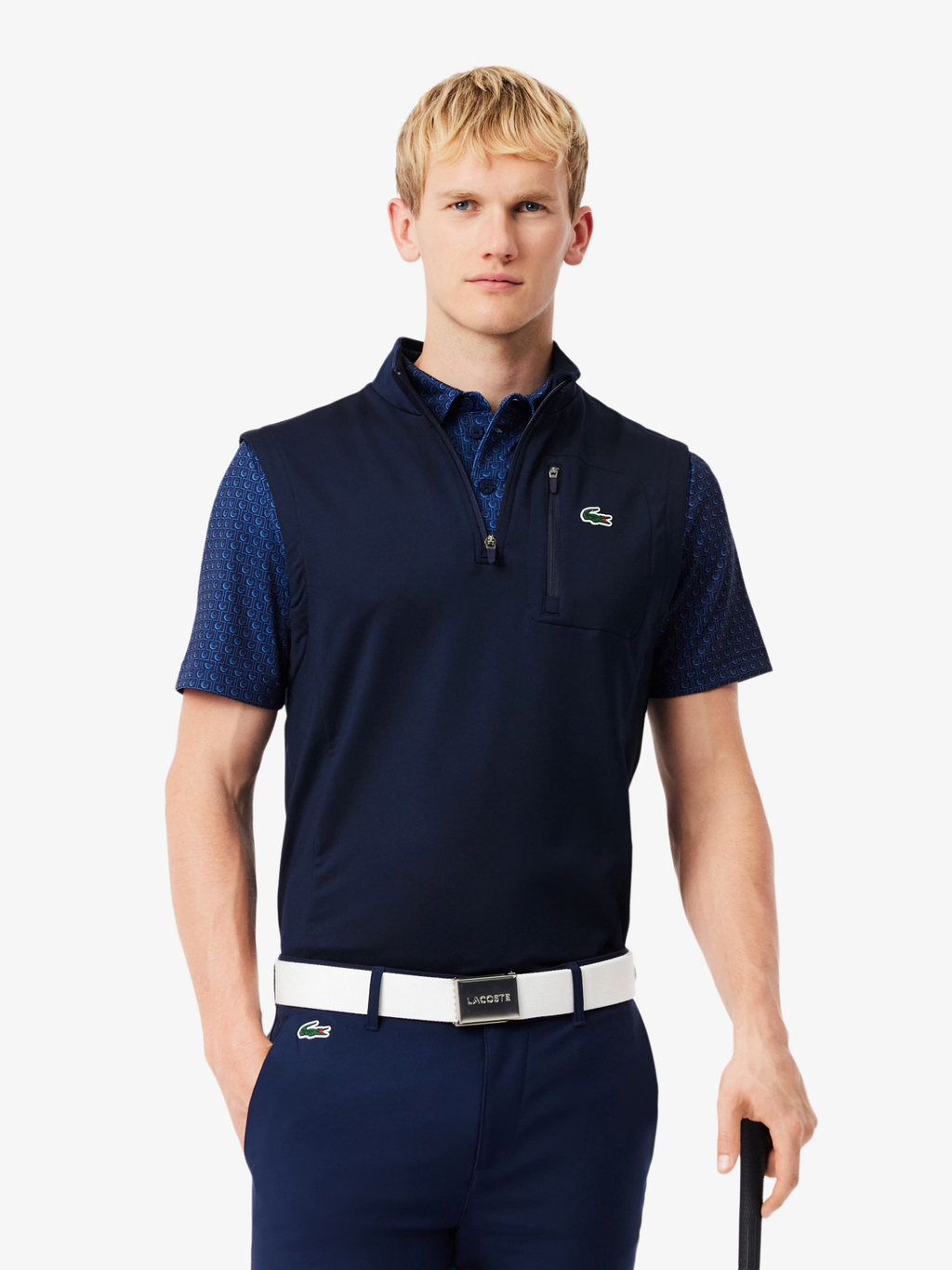 LACOSTE Quarter Zip Golf Midlayer Midnight Blue