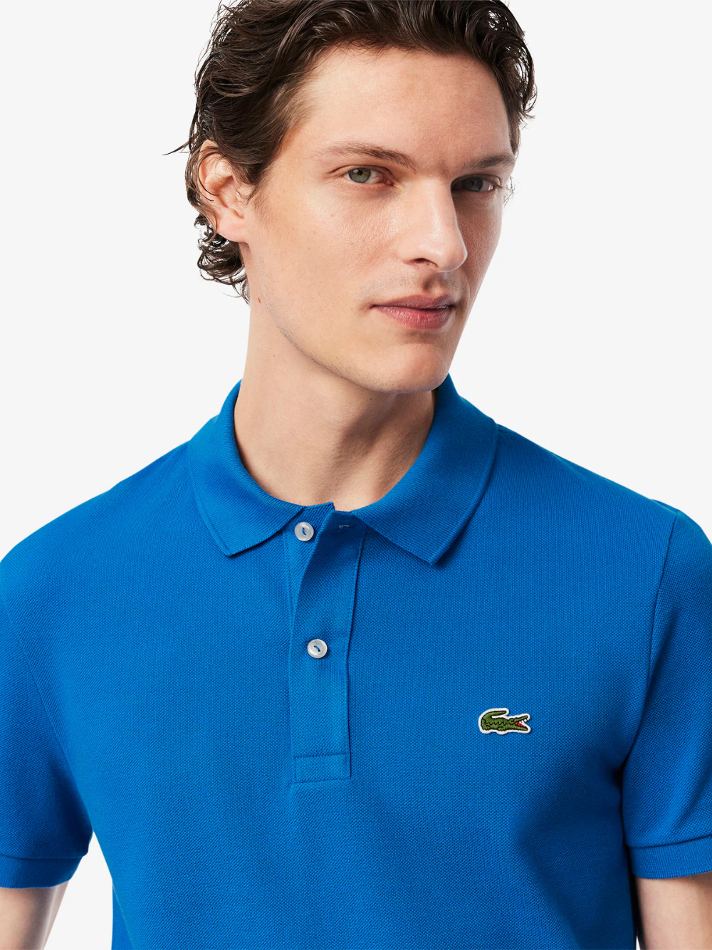 LACOSTE Slim Fit L.12.12 Piqué Polo Shirt Denim Blue