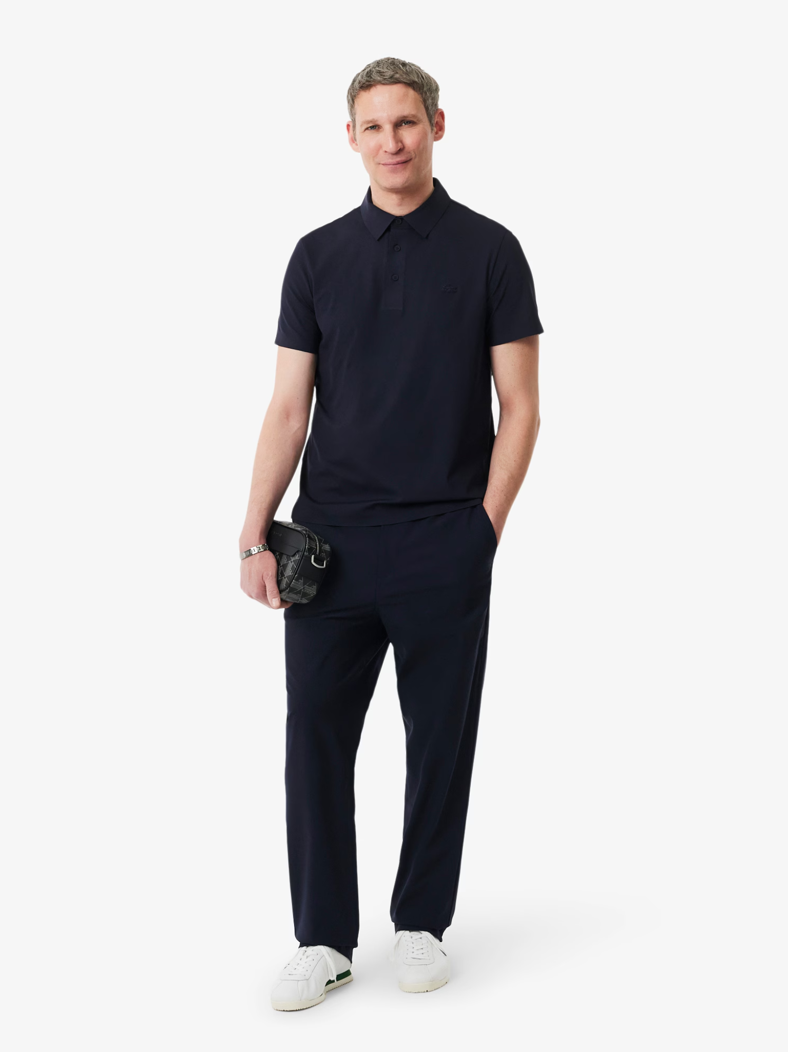LACOSTE Regular Fit Stretch Commuter Chino Pants Navy Blue
