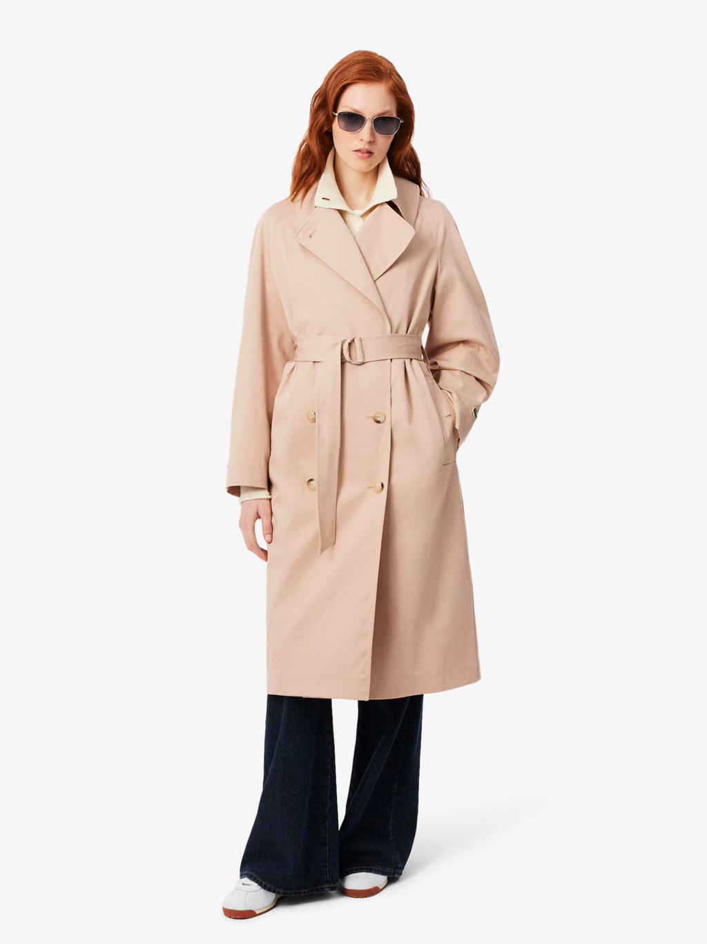 LACOSTE WOMEN Oversized Water-Repellent Trench Coat Beige