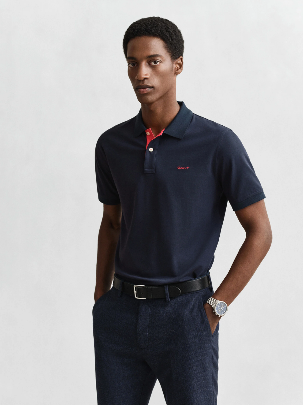 GANT Contrast Piqué Polo Shirt Evening Blue