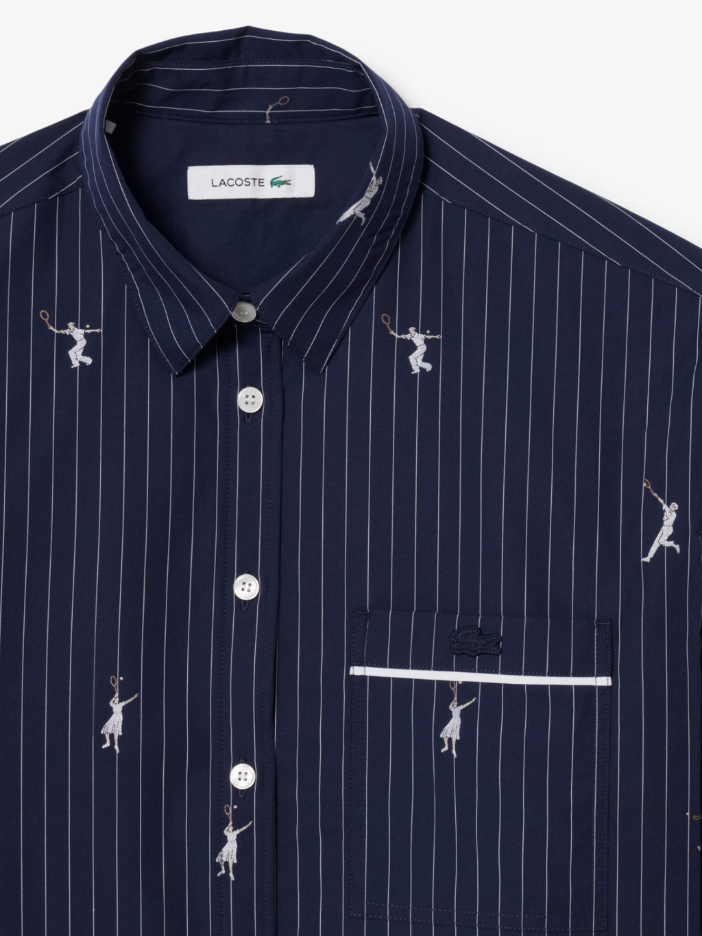 LACOSTE WOMEN Jacquard Motifs Oversized Shirt Navy Blue