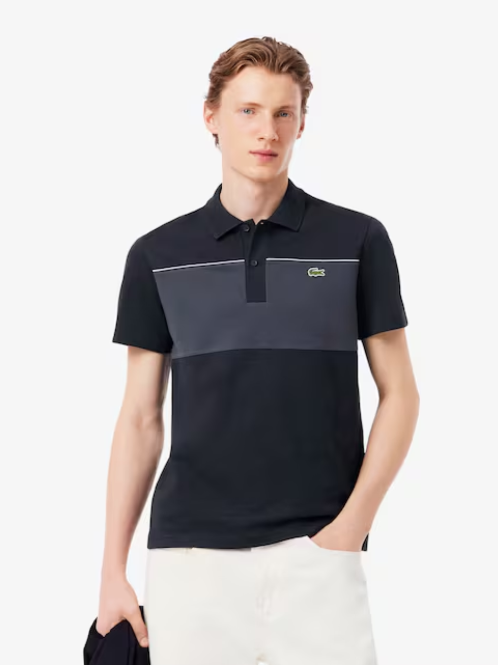 LACOSTE Regular Fit Colour-Block Piqué Polo Shirt Black