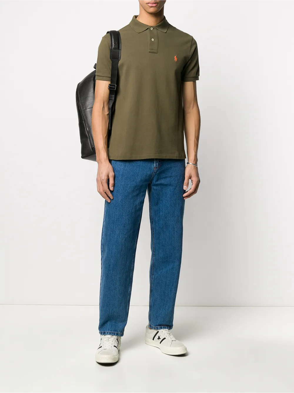 RALPH LAUREN Slim Fit Mesh Polo Shirt Canopy Olive