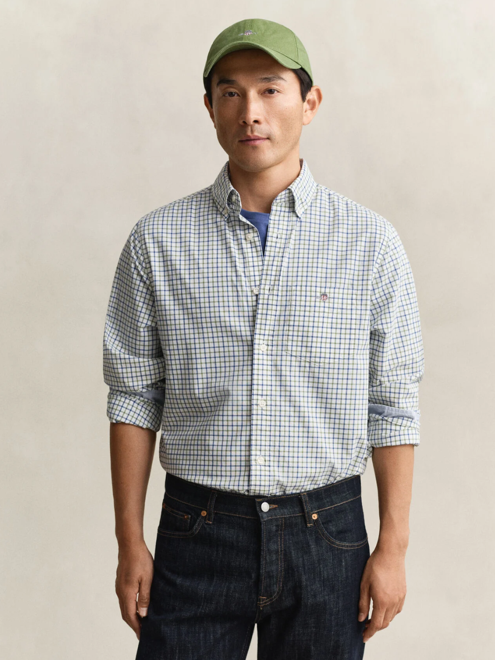 GANT Checked Classic Poplin Shirt Herb Green