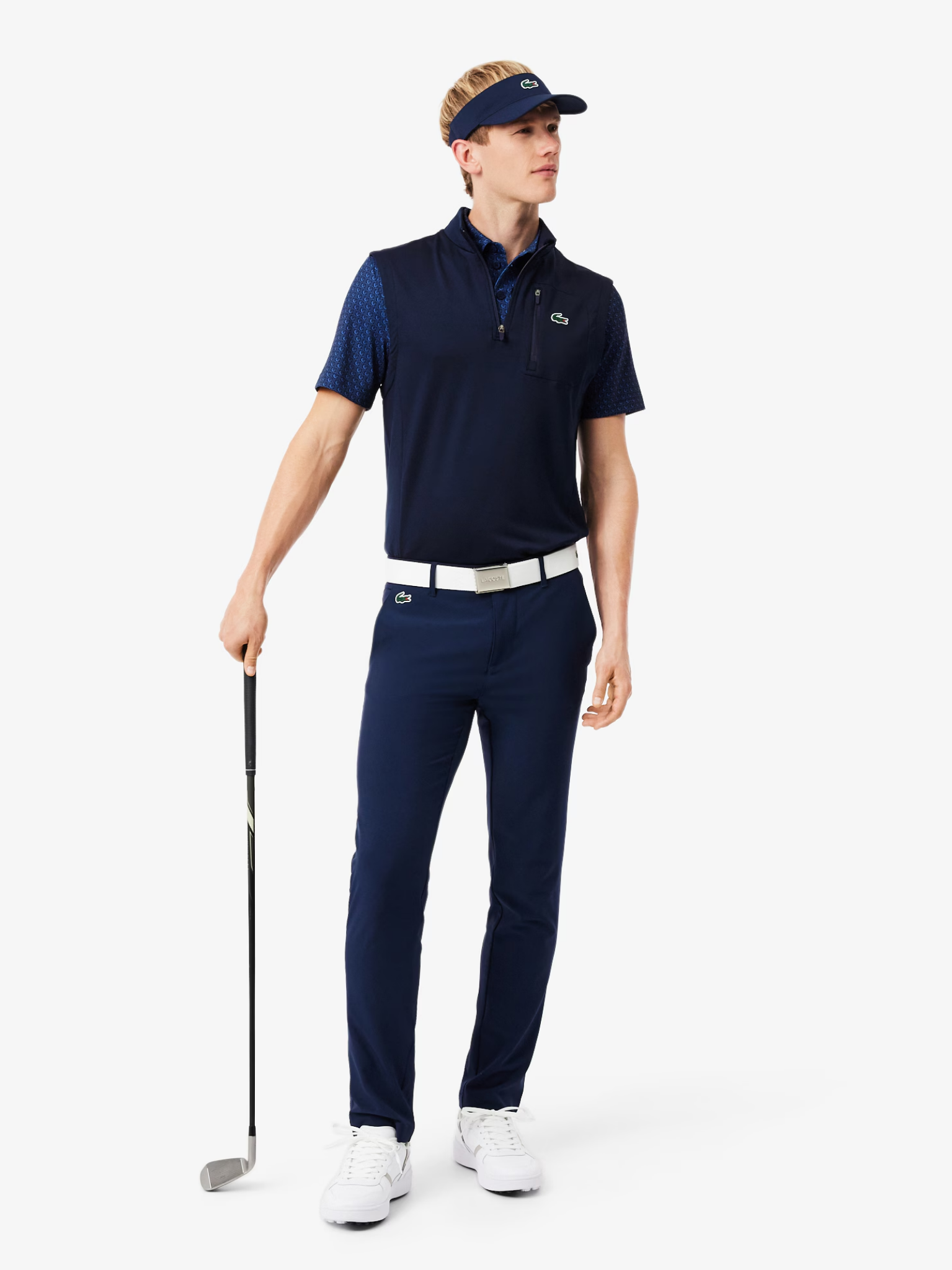 LACOSTE Quarter Zip Golf Midlayer Midnight Blue