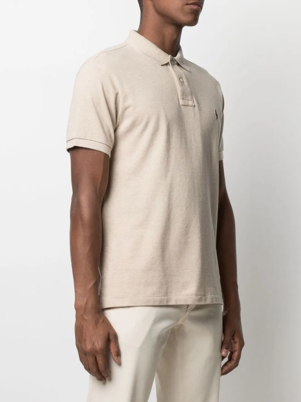 RALPH LAUREN Slim Fit Mesh Polo Shirt Expedition Dune Heather