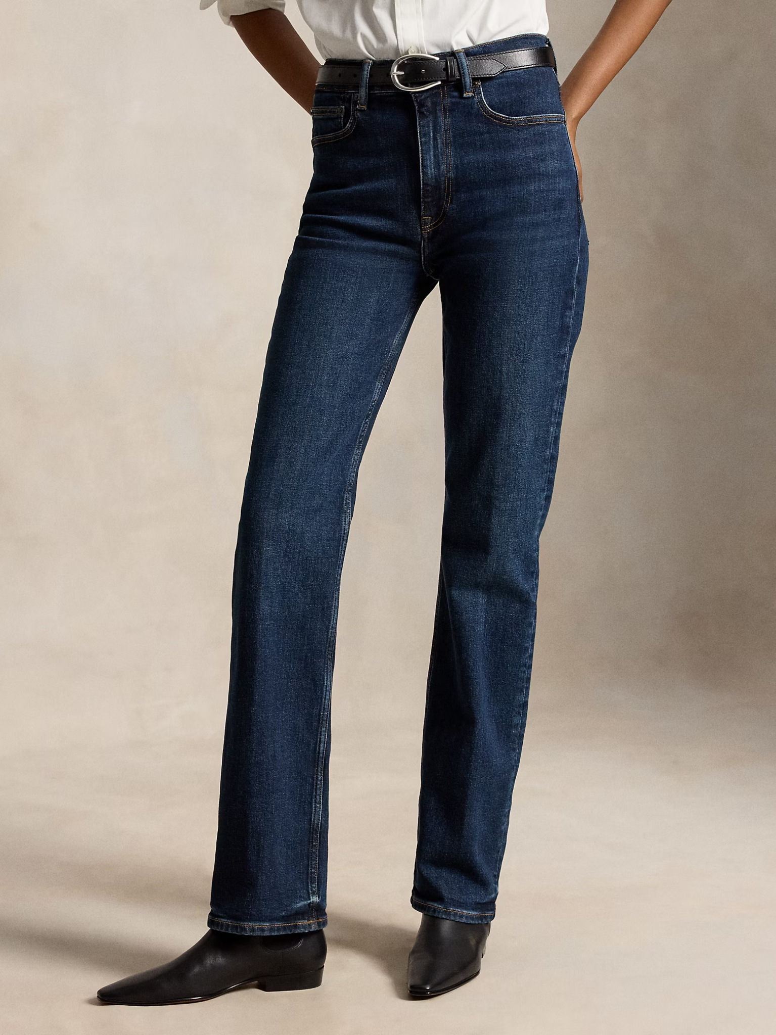 RALPH LAUREN WOMEN High-Rise Straight Jeans Nazas Wash