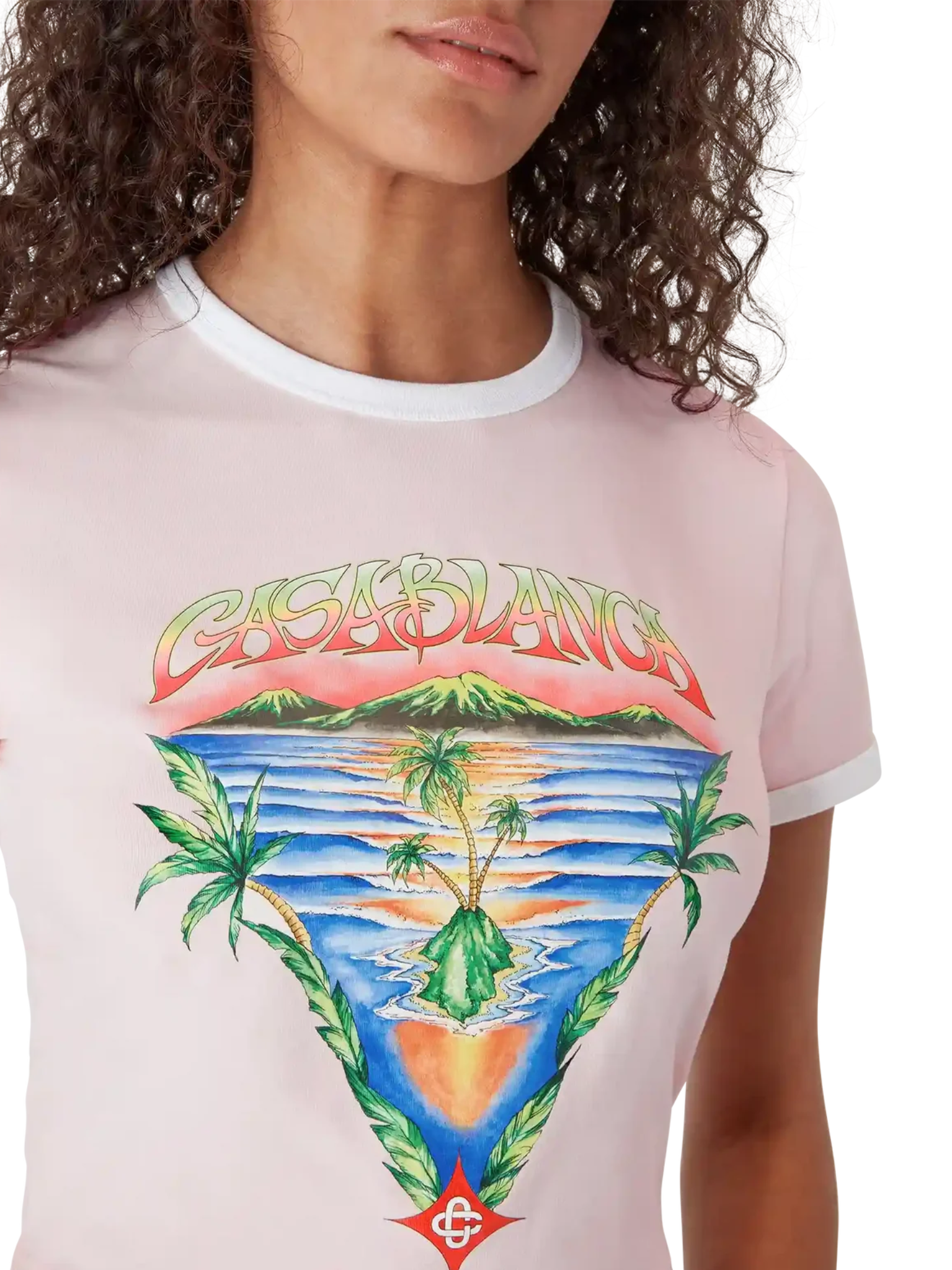 CASABLANCA WOMEN Innocence Triangle Short Sleeve T‑Shirt Pink