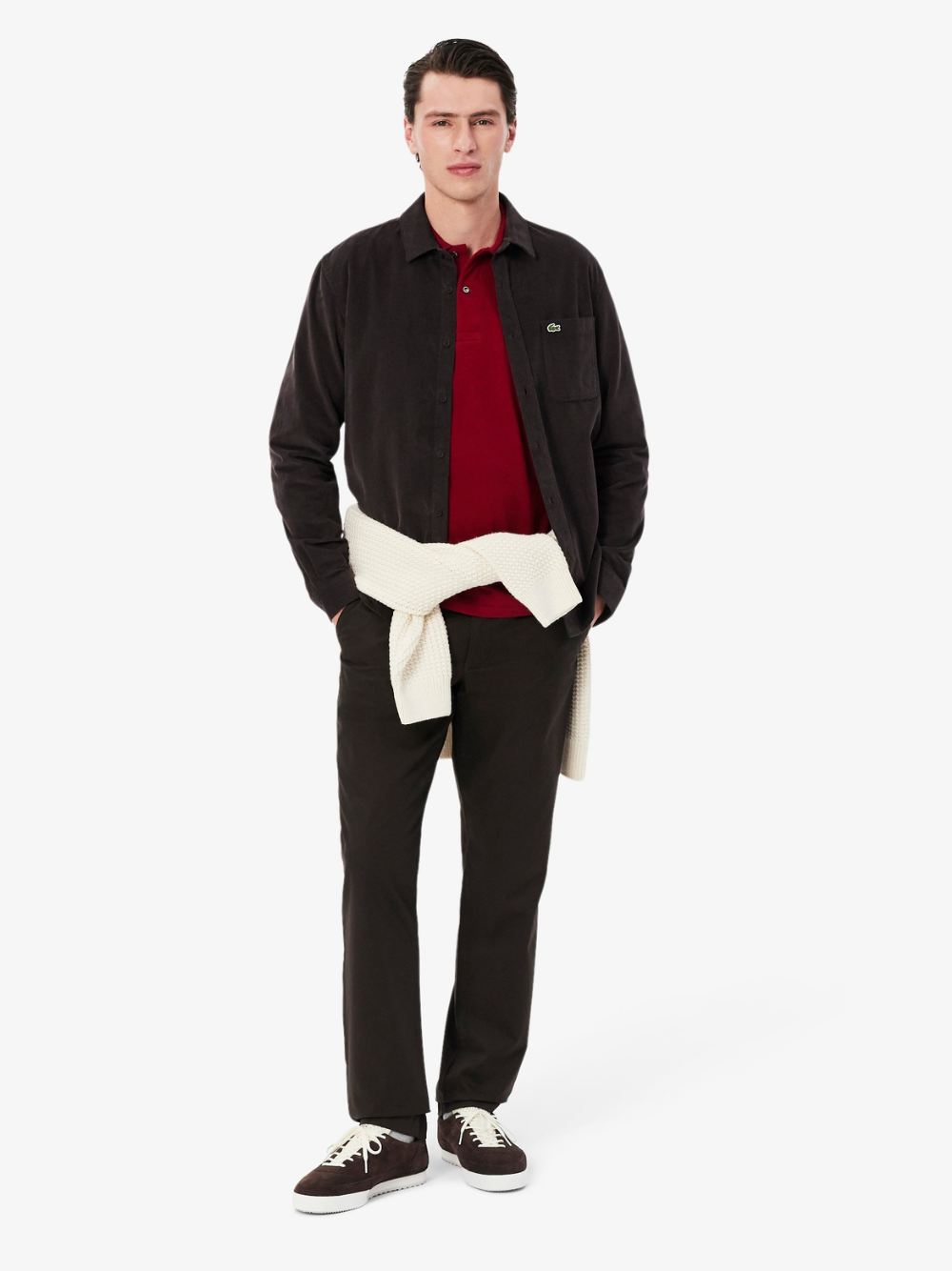 LACOSTE Classic Fit Long Sleeved L.13.12 Polo Shirt Bordeaux Red