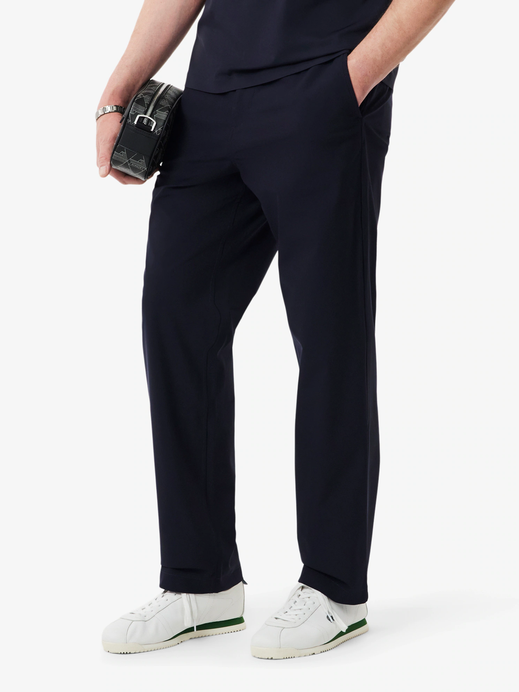 LACOSTE Regular Fit Stretch Commuter Chino Pants Navy Blue