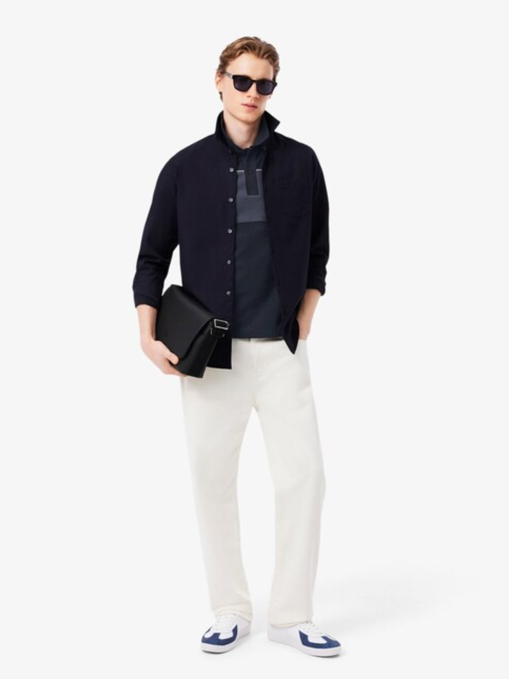 LACOSTE Regular Fit Colour-Block Piqué Polo Shirt Black