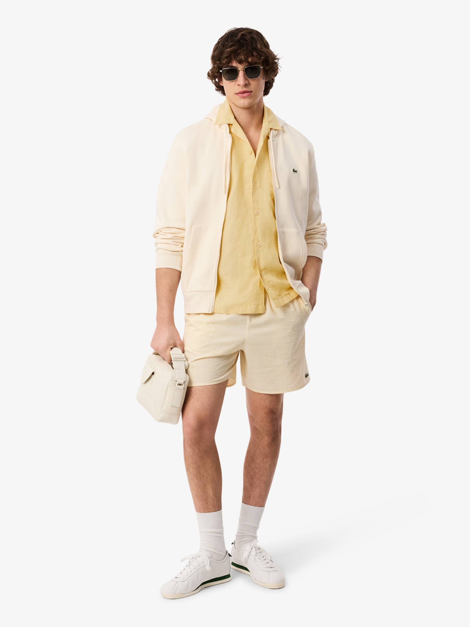 LACOSTE Relaxed Fit Linen Shirt Jaune