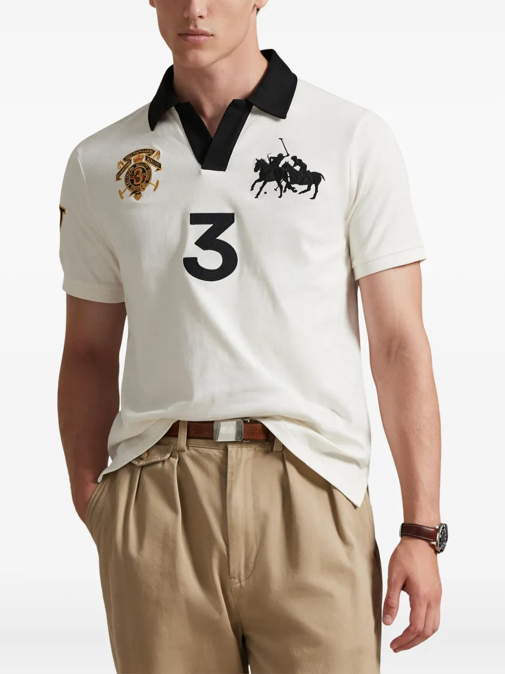 RALPH LAUREN Classic Fit Crest Mesh Polo Shirt Nevis/Polo Black