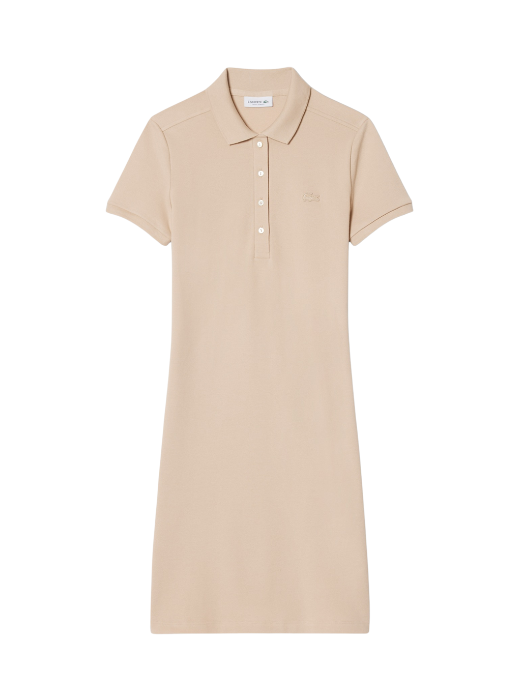 LACOSTE WOMEN Slim Fit Stretch Mini Piqué Polo Dress Beige