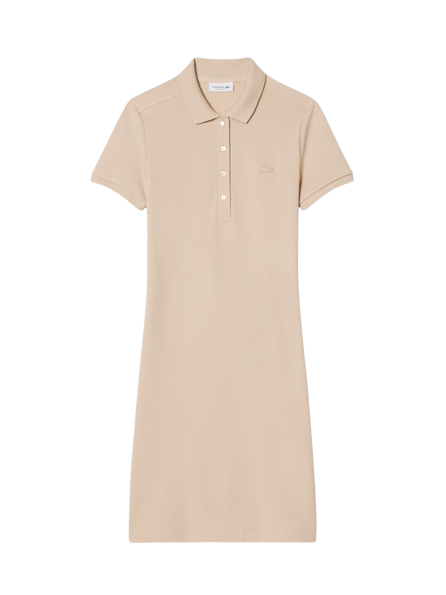 LACOSTE WOMEN Slim Fit Stretch Mini Piqué Polo Dress Beige
