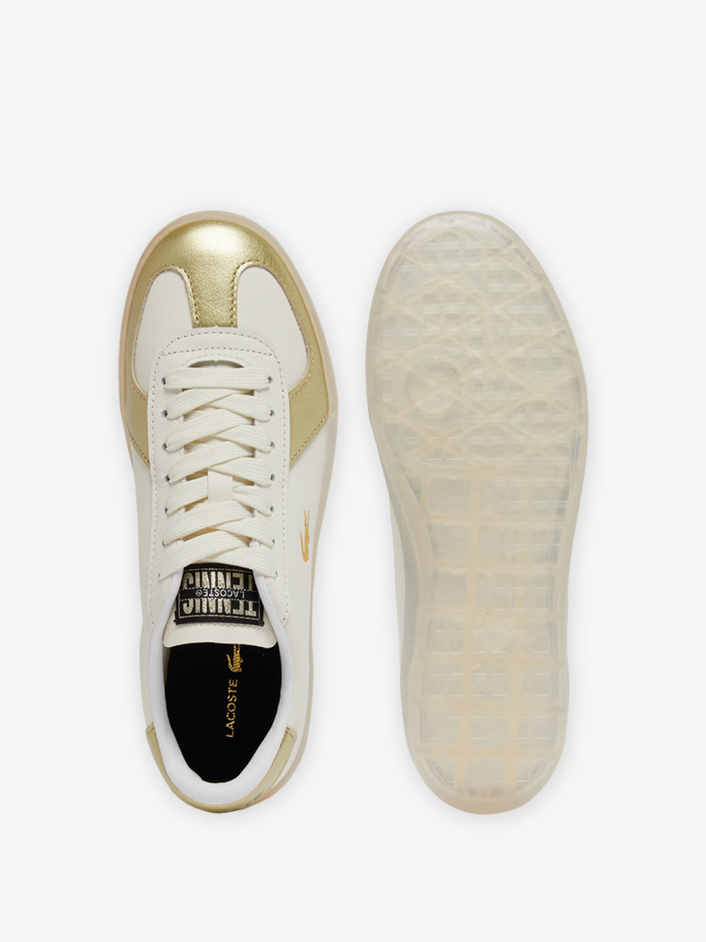 LACOSTE WOMEN Baseshot Pro Leather Sneakers White/Gold
