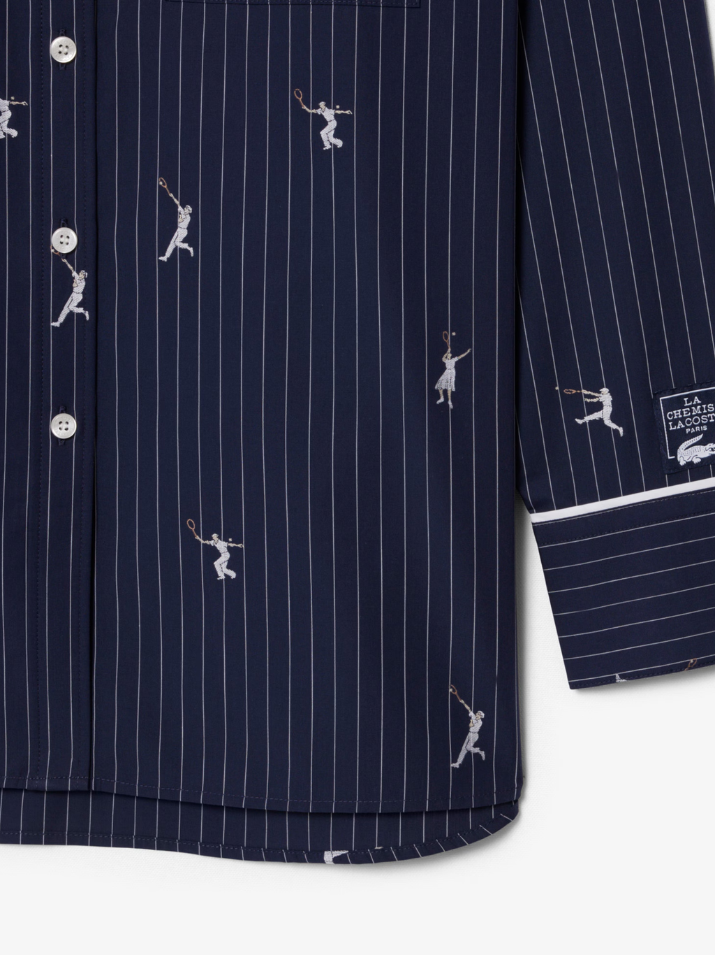 LACOSTE WOMEN Jacquard Motifs Oversized Shirt Navy Blue