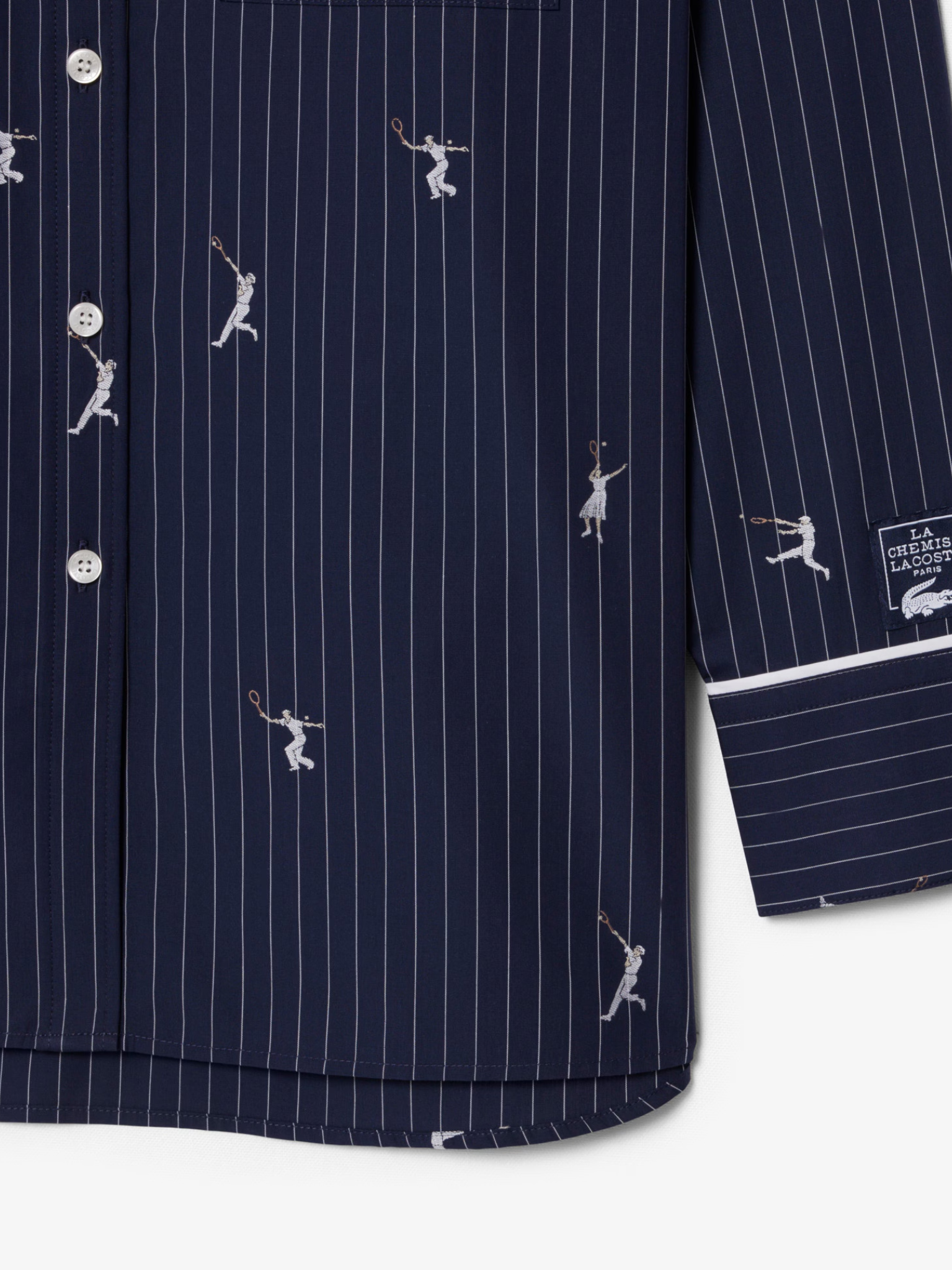 LACOSTE WOMEN Jacquard Motifs Oversized Shirt Navy Blue
