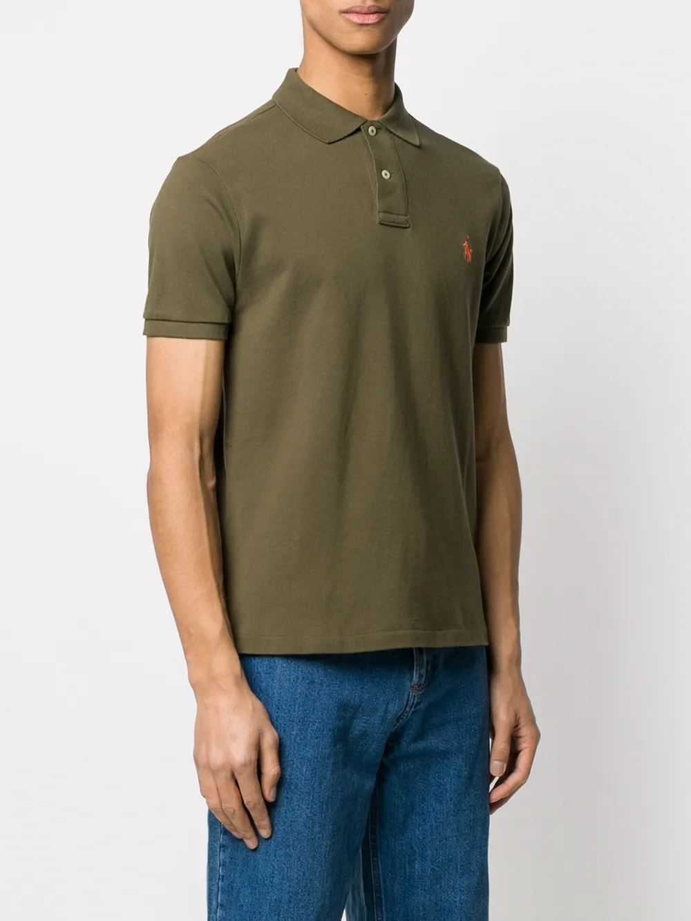 RALPH LAUREN Slim Fit Mesh Polo Shirt Canopy Olive