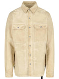 RICK OWENS DRKSHDW Woven Denim Shirt With Lace Beige