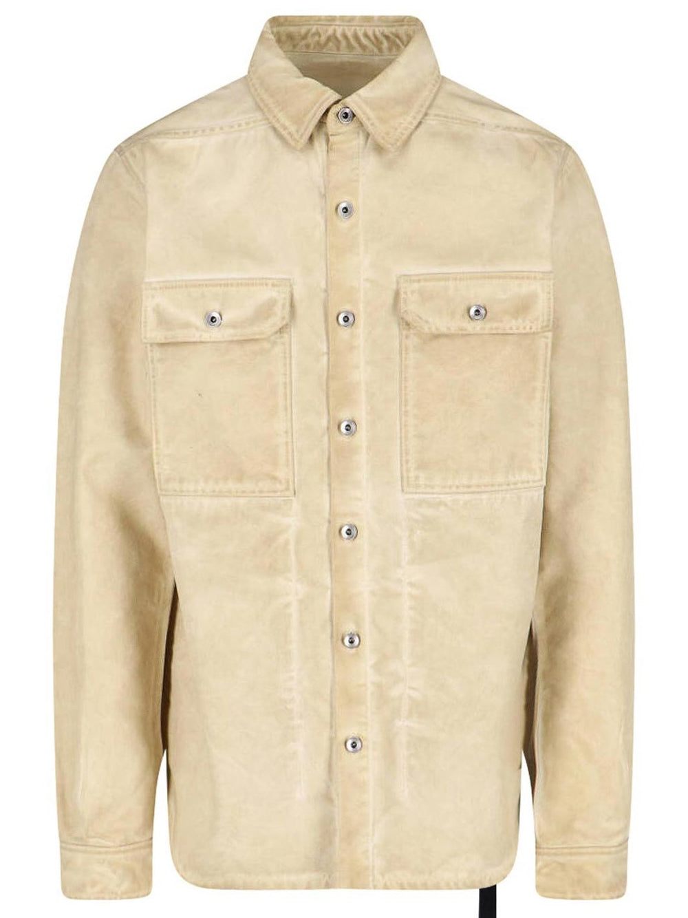 RICK OWENS DRKSHDW Woven Denim Shirt With Lace Beige