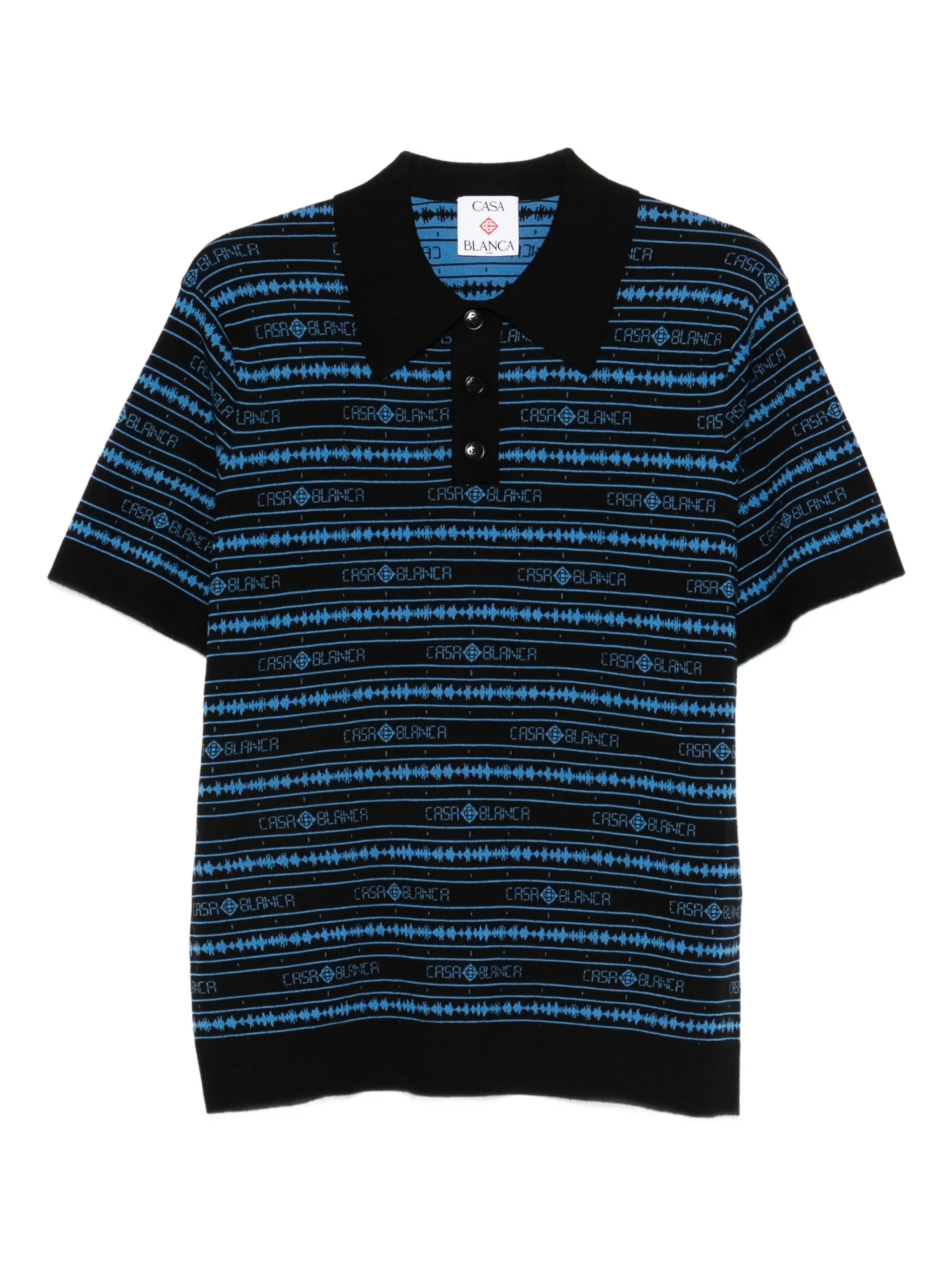 CASABLANCA Sound Wave Polo Shirt Black/Blue