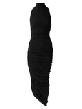 JACQUEMUS WOMEN The Piazza Asymmetric Sleeveless Dress Black