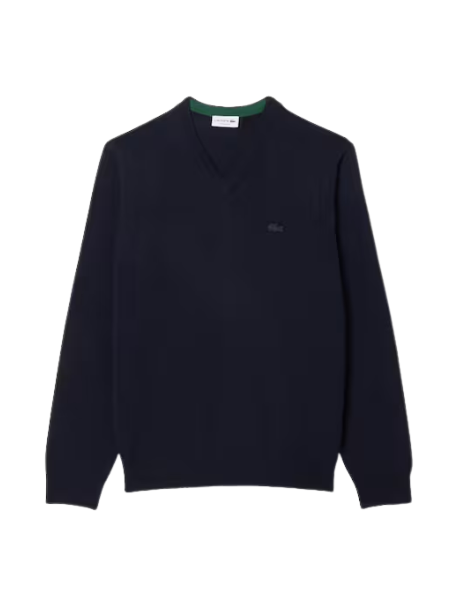 LACOSTE Merino Wool Monochrome V Neck Sweater Midnight Blue
