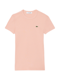 LACOSTE WOMEN Slim Fit Ribbed Cotton T-shirt Coral Pink